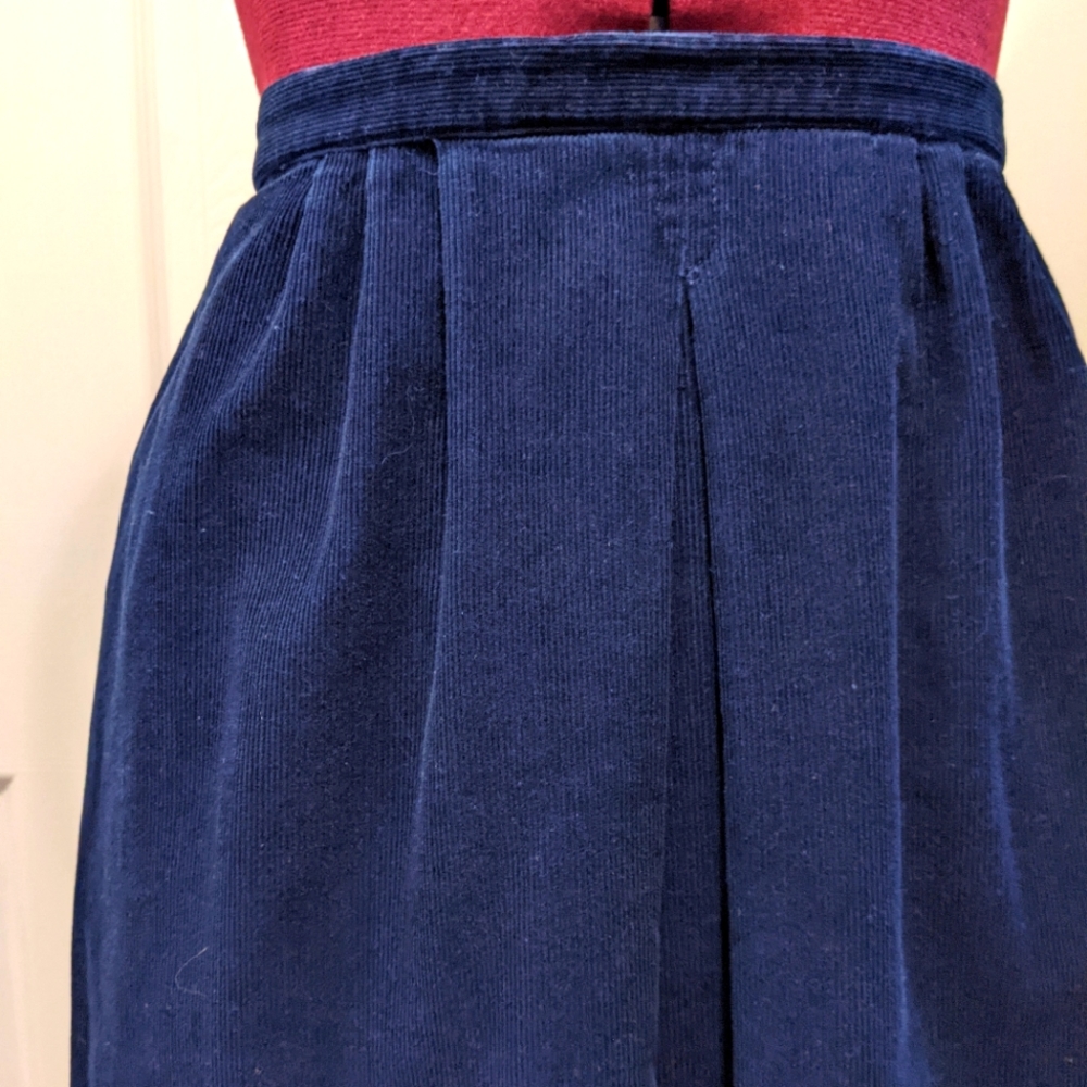 Vintage Blue Corduroy Midi Skirt